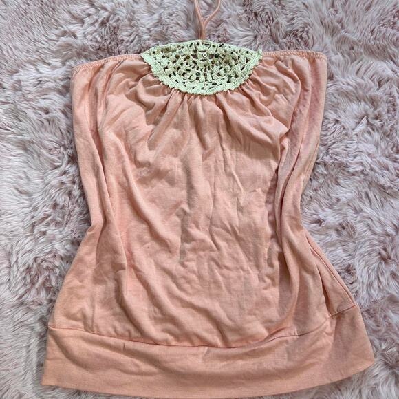 Y2k body central peach crochet halter top - Picture 4 of 6